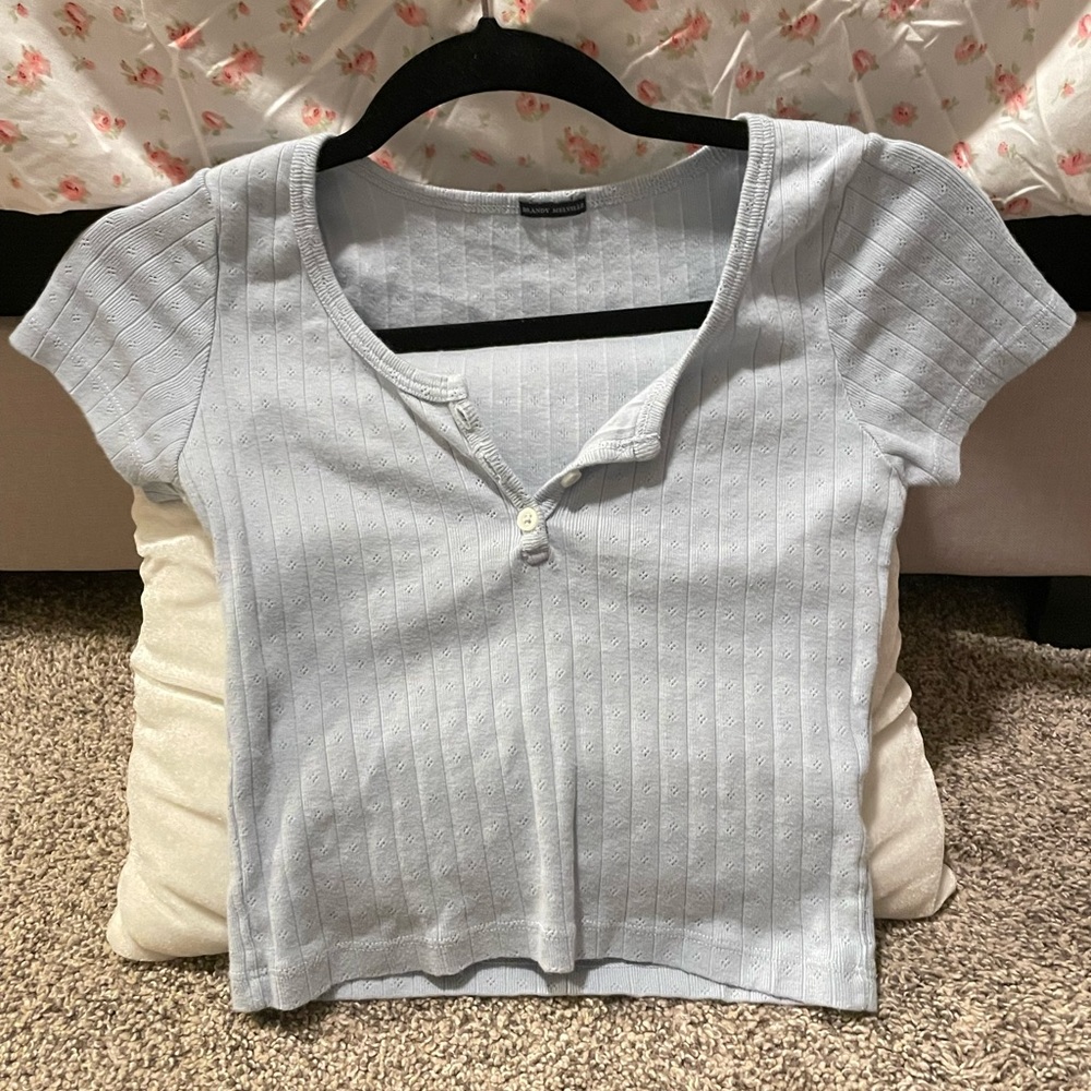 brandy melville light blue cropped shirt. size xs!